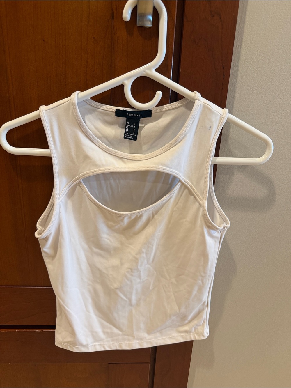 Forever 21 White Cutout Crop Tank